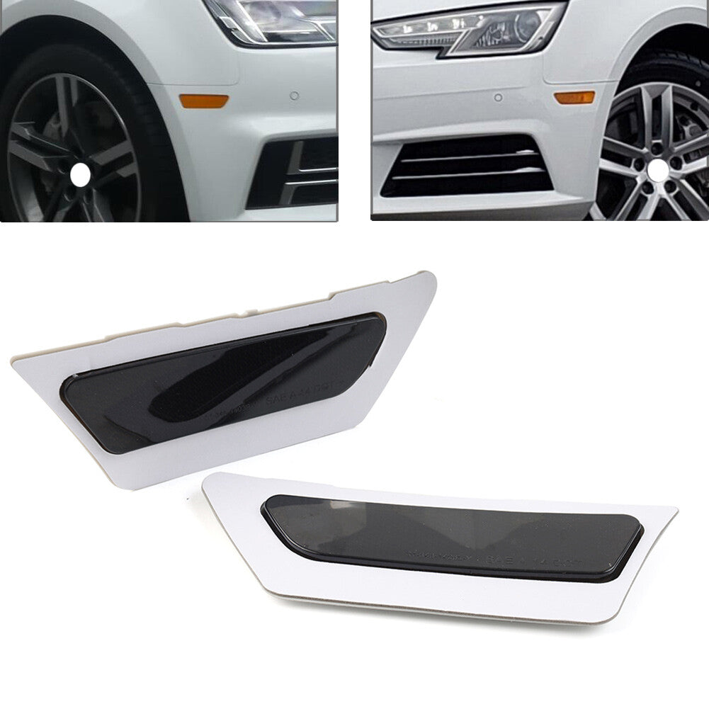 1 Pair Front Bumper Reflector Side Marker Lights Black for Audi A4 B9 2017-2019