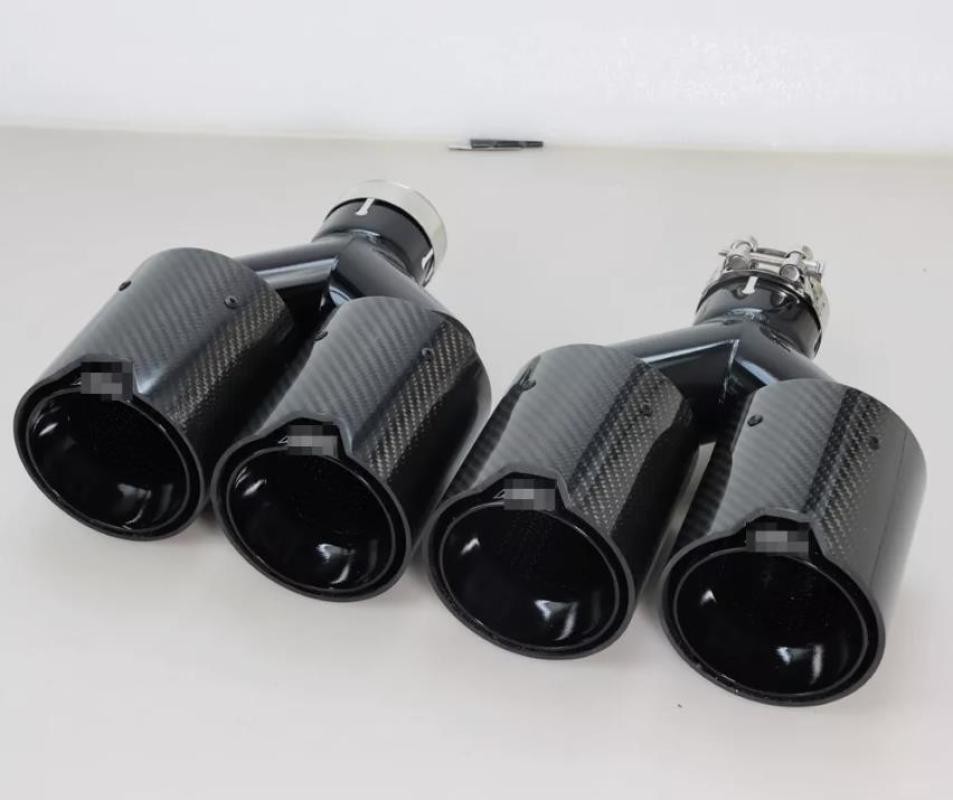 for BMW 63mm In 101MM Out Dual Car Carbon Fiber Exhaust TWIN End Tips Tail Pipe