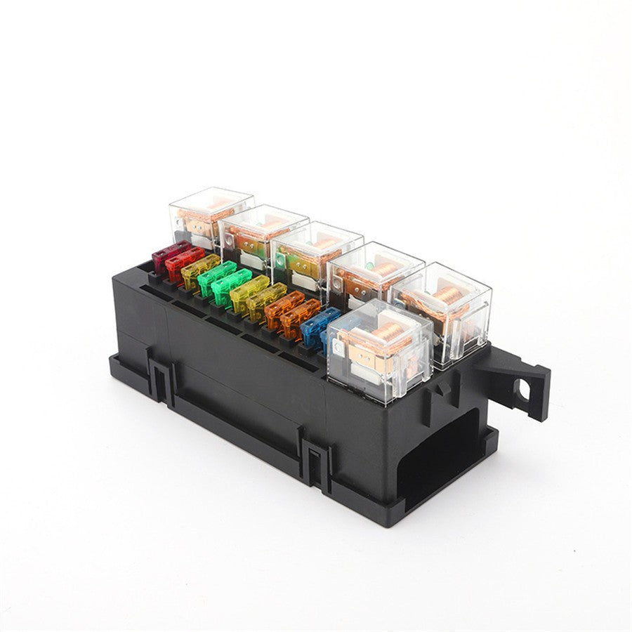12V 80A Universal 11-way FUSE RELAY BOX Block Holder 6Pcs Relays For Car Truck