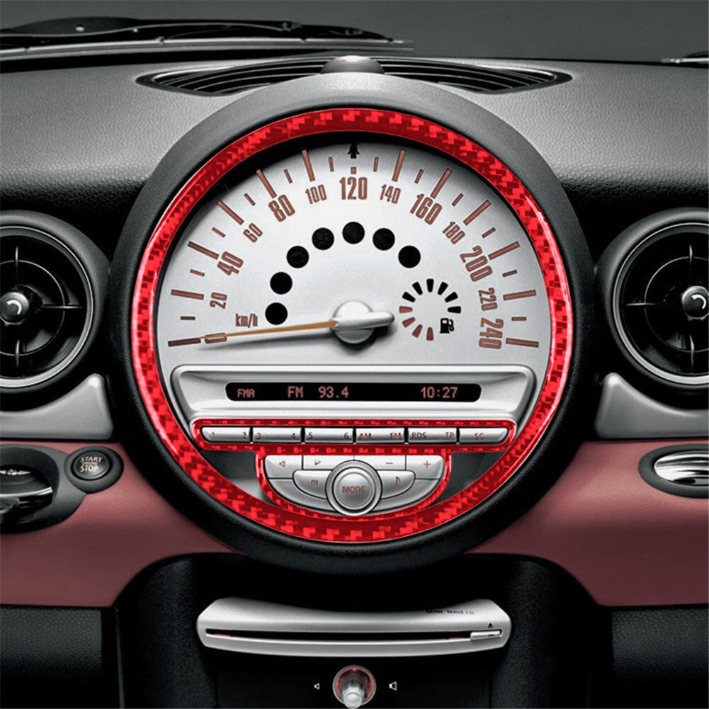 Red Carbon Fiber Center Speed Radio Control Trim Cover for MINI Cooper 2007-2011