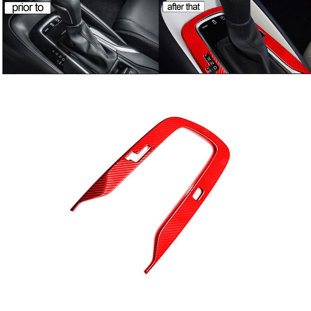 Red Carbon Fiber Gear Shifter Out Frame Cover Trim for Toyota for Corolla 2014-2018