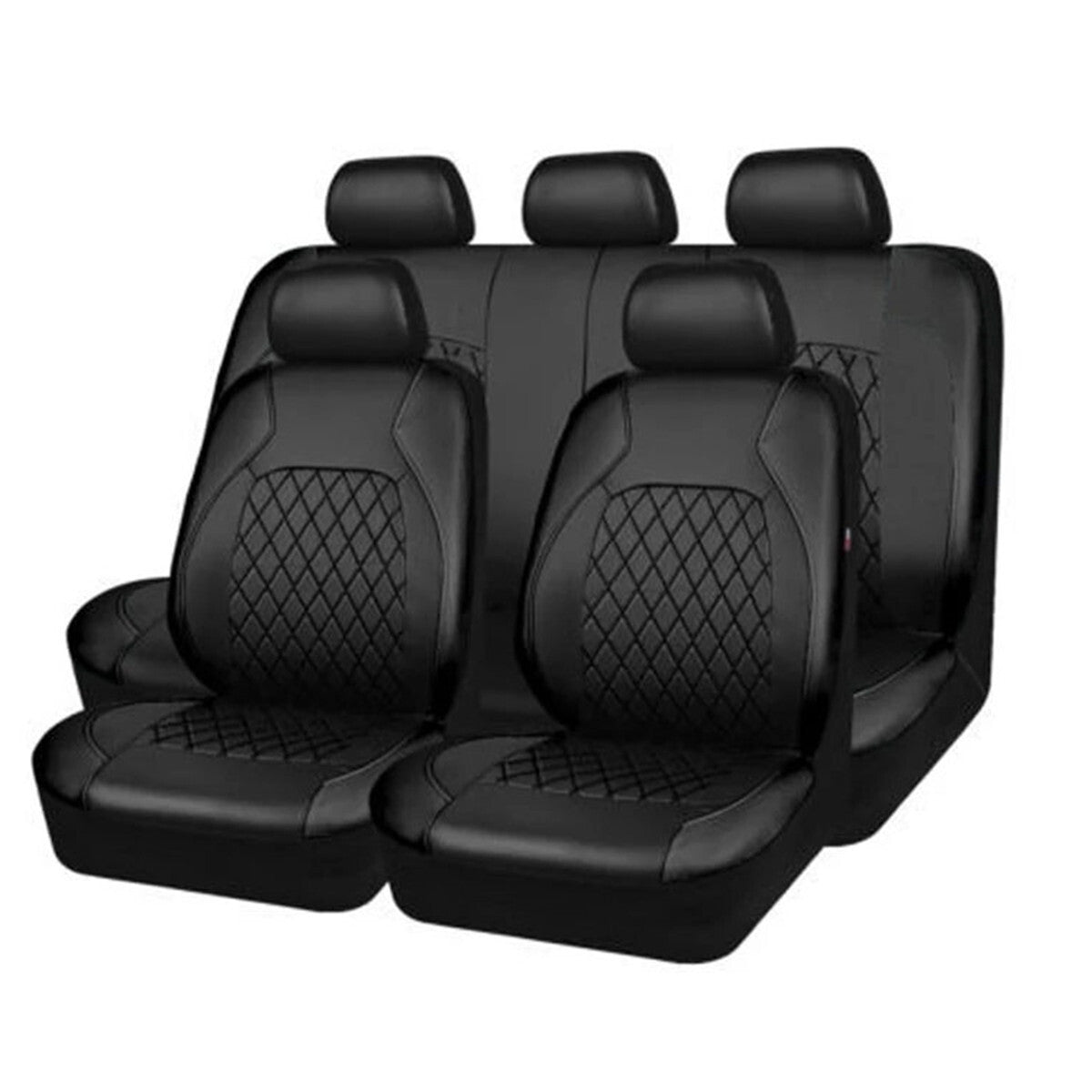 All Black Quilted Diamond PU Leather Front Rear for Seat Covers Fit  for ford  Focus
