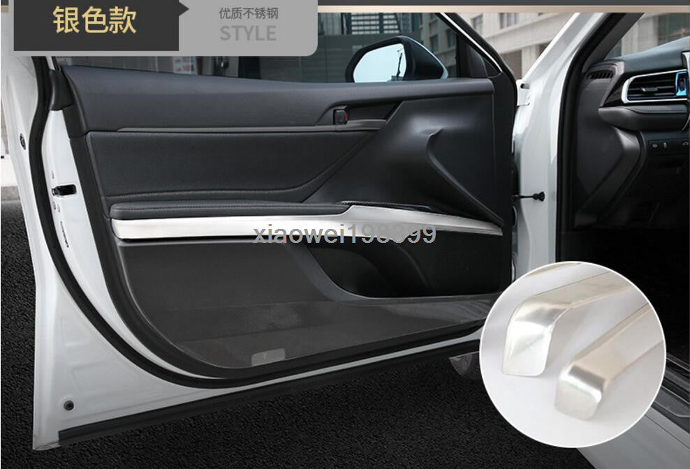 Silver Steel Door Handle Armrest Stripe Cover trim 4P for Toyota for Camry 2018-2021