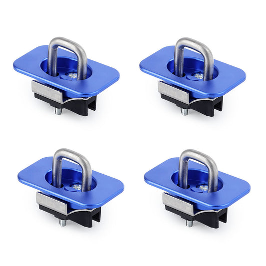 4Pcs Flush Fit Truck Bed Tie Downs Anchors Retractable Fit for Ford Trucks Blue
