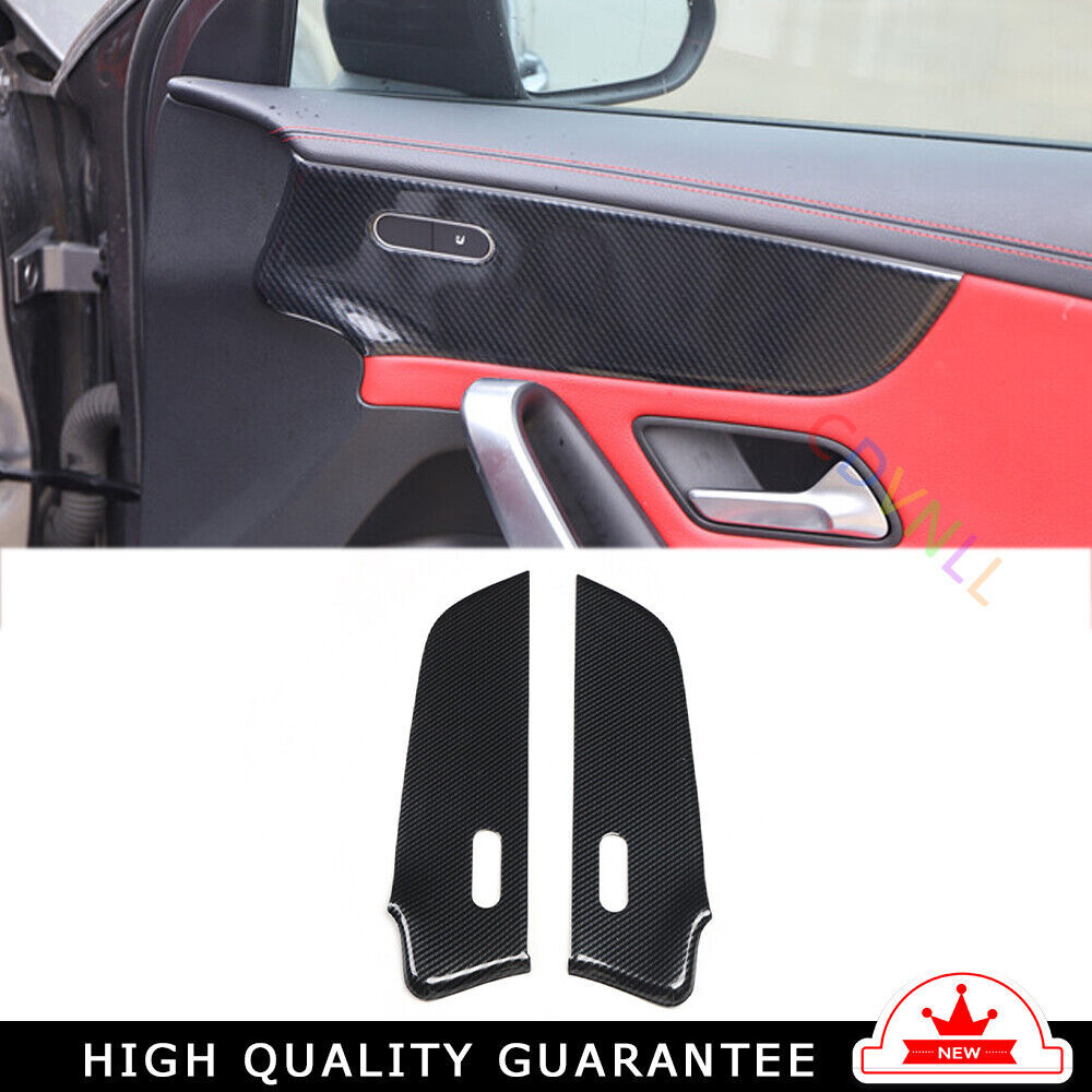 Car Inner Door Panel Cover Trim Fit for Mercedes-Benz AMG35 19-21 Carbon Fiber