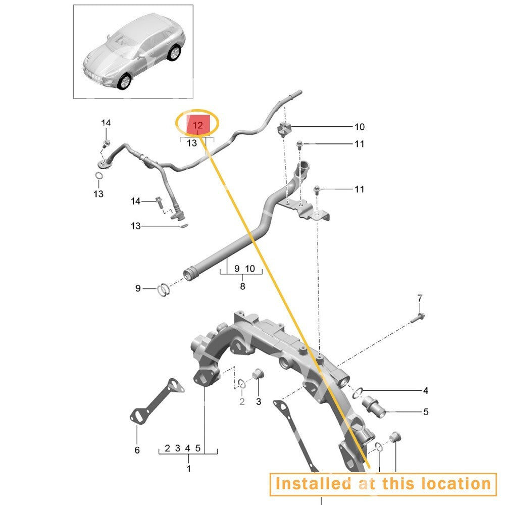 Precision fit breathable hose cable for Porsche Macan 3.0 and for Panamera 3.0 94610602660