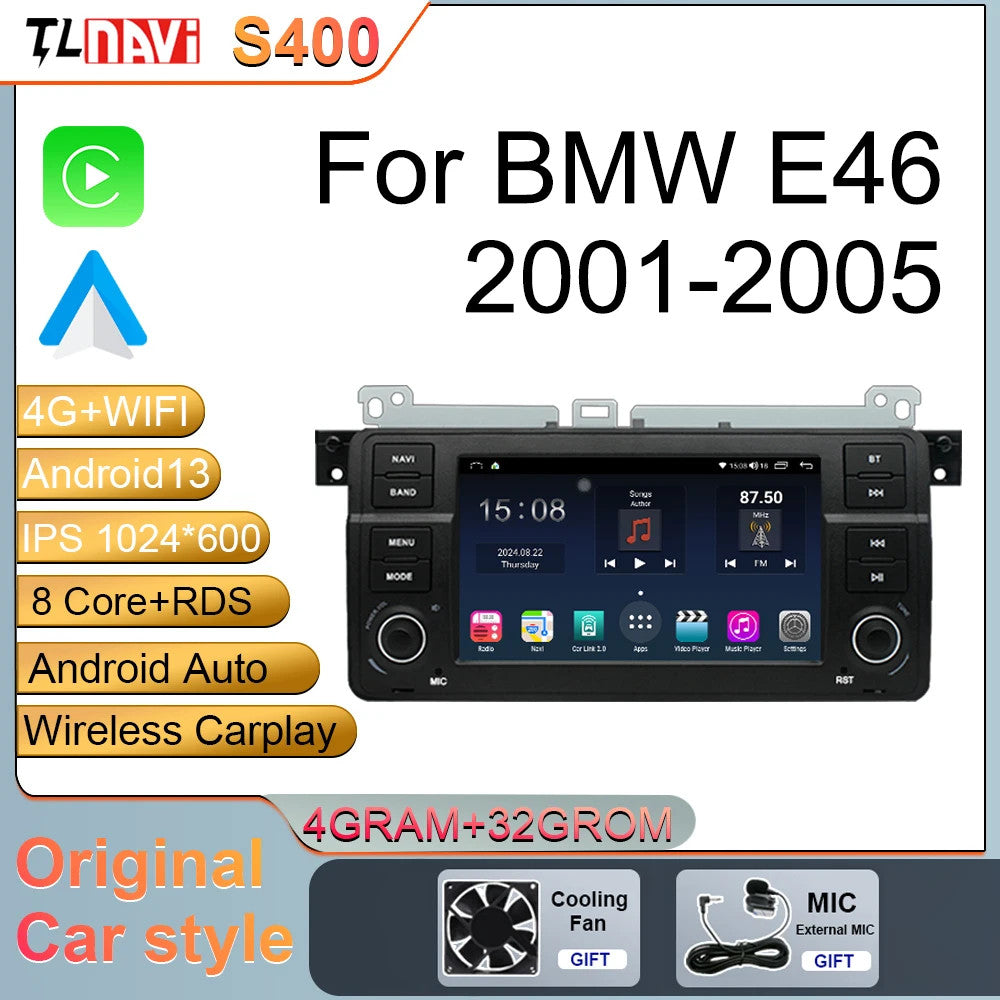 for BMW E46 M3 318 320 325 330 335 2001-2005 Stereo GPS CarPlay Car Radio Screen
