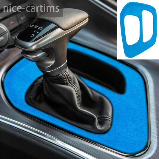 Suede Blue Central Control Gear Shift Box Panel Cover for Dodge for Challenger 2015+