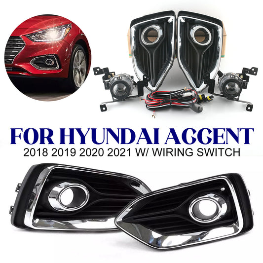 Front Bumper Fog Light for Hyundai Accent 2018 2019 2020 2021 w/ Wiring Switch
