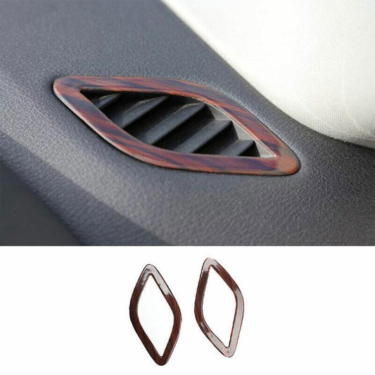 Fit For X1 E84 2013-2015 Red Wood Grain Dashboard Upper Air Outlet Vent Trim 2X