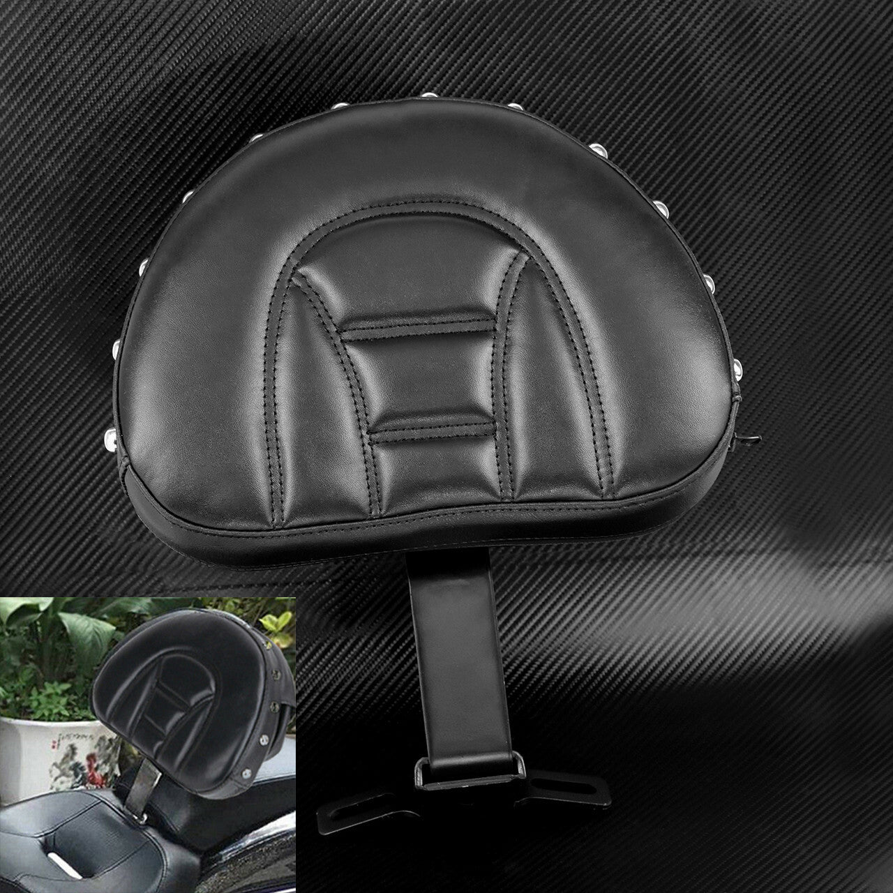 Adjustable Driver Rider Backrest Pad w/Nails Fit for Harley Fatboy Softail 07-17