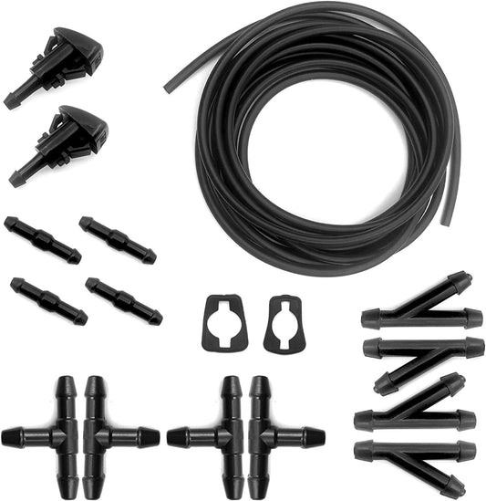 17-Piece Windshield Washing Machine Spray Nozzle Hose 5m and Connector Kit for Dodge for Jeep for RAM
