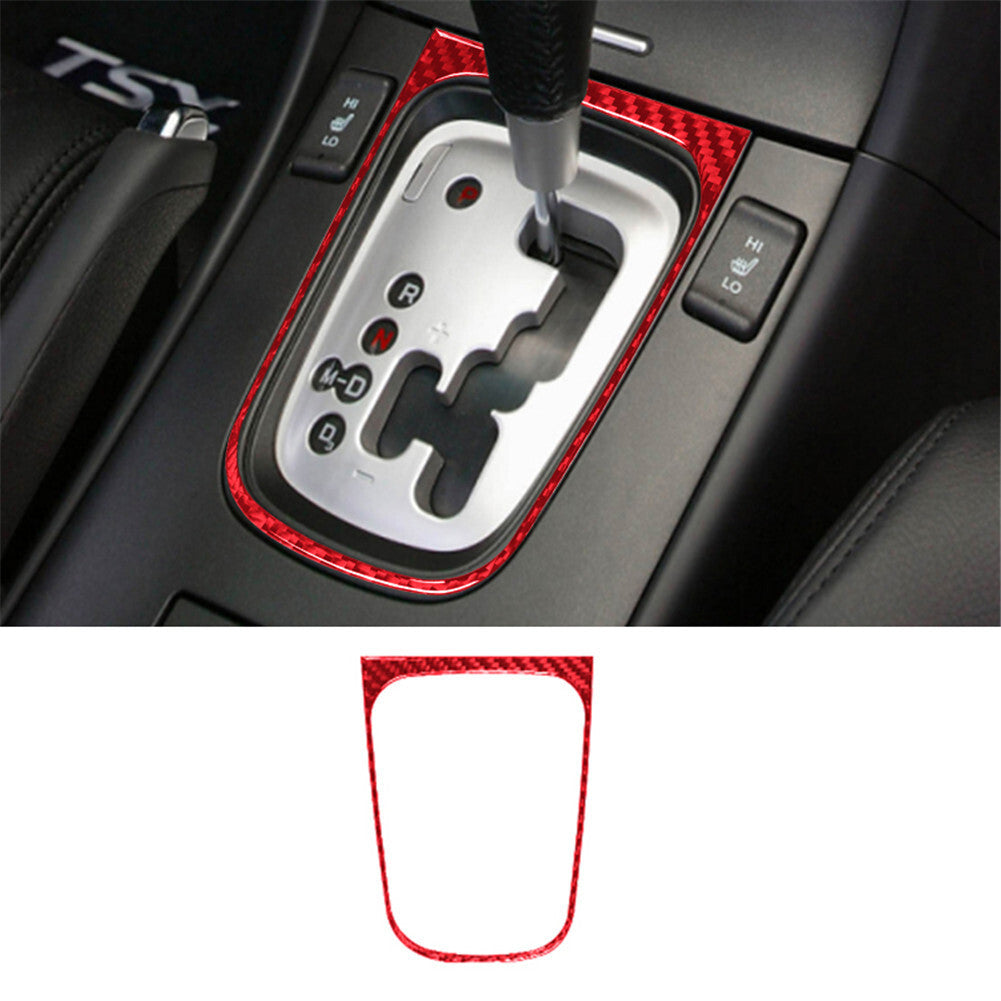 3Pcs for Acura TSX 2004-08 Red Carbon Fiber Interior Gear Shift Kit Cover Trim