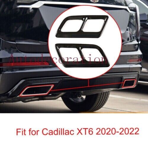 Glossy Black Rear Exhaust Muffler Tip Tail Pipe 2pcs for Cadillac XT6 2020-2022s
