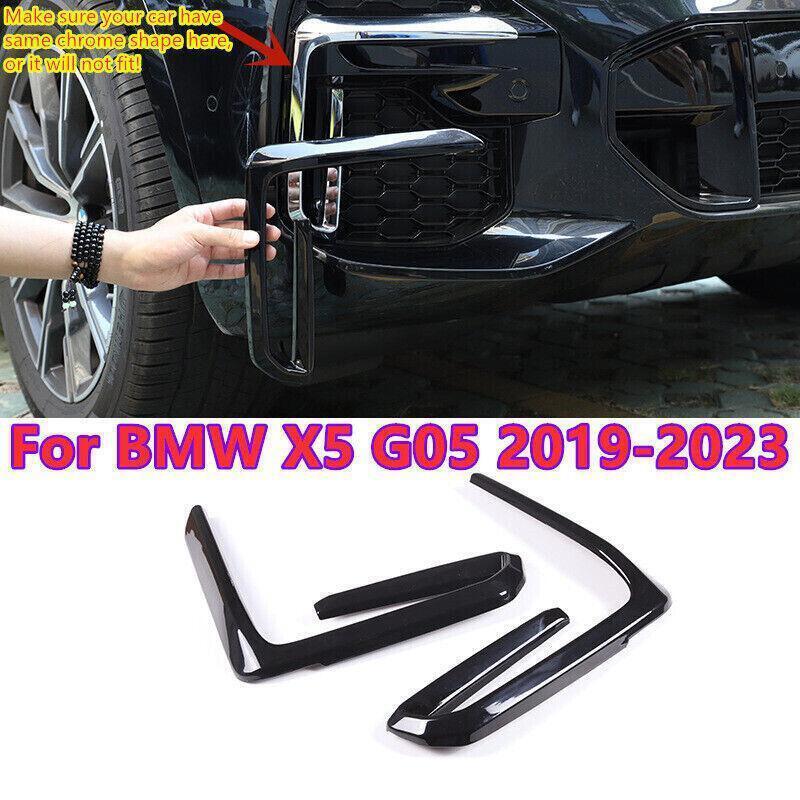 for BMW X5 G05 2019-23 Gloss Black Front Bumper Fog Light Lamp Frame Cover Trim