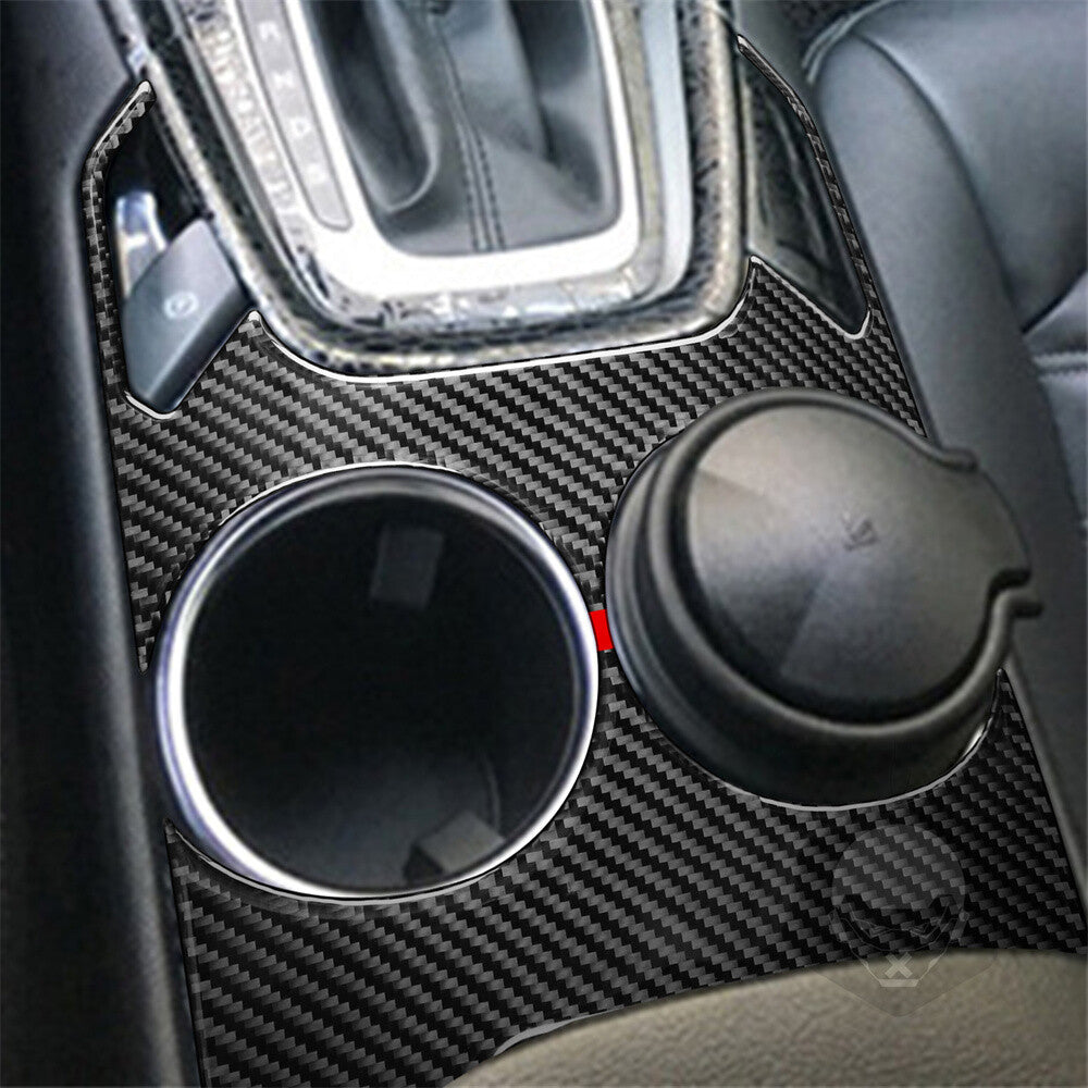 Carbon Fiber Gear Shift Water Cup Holder Trim Fit for Ford Fusion Mondeo 2013-16