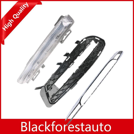 3X Bumper Fog Light Lamp + Grille Trim Right Set For 2012-2013 W212 E350 E550