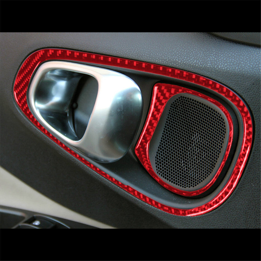 Red Interior Front Door Handle Carbon Fiber Cover Trim for Fiat 500L 2014-2017