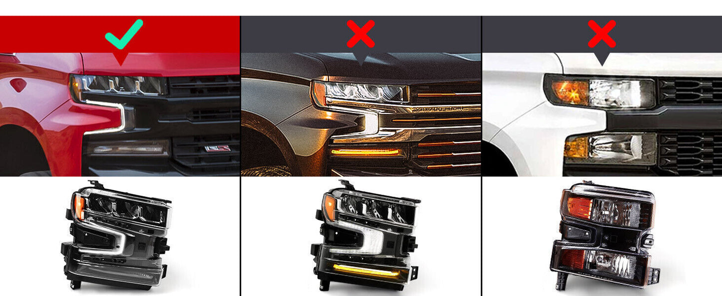 Suitable for 2019-2021 for Chevrolet Silverado 1500 LED Headlight Driver with Halogen Signal (Left)