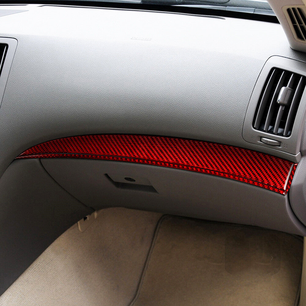 3¡ÁRed Carbon Fiber Dashboard for Co -pilot Panel Cover for Infiniti G37 Sedan 2007-13