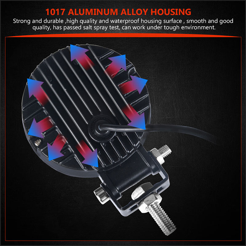 2X Round 3inch LED Work Light Bar Spot Pods Driving Fog Red Halo Offroad ATV 4WD