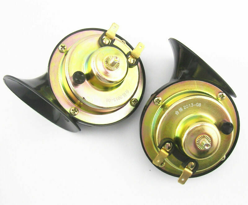 2PCS 12V 110DB Black Loud Dual-Tone Snail Electric Horn For Car Truck Boat Train