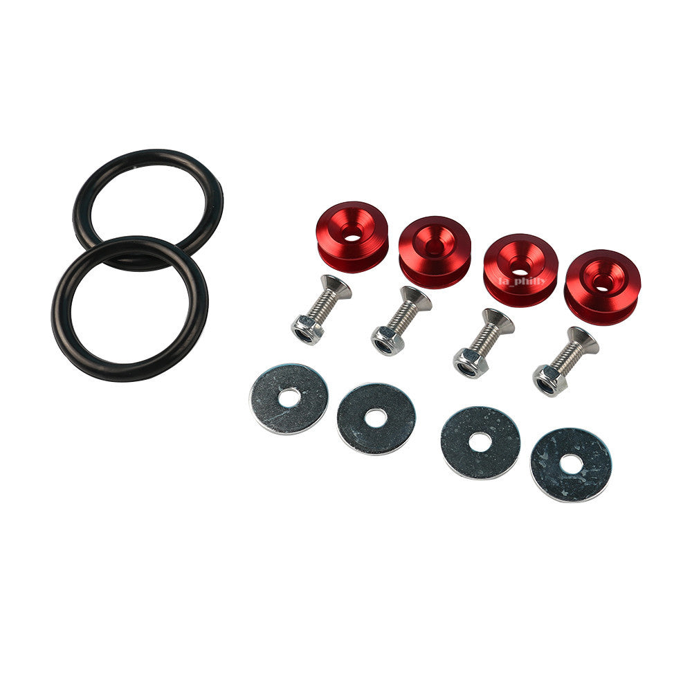Red Aluminum Fastener Quick Release Car Bumper Fender Trunk Hatch Lid Kit