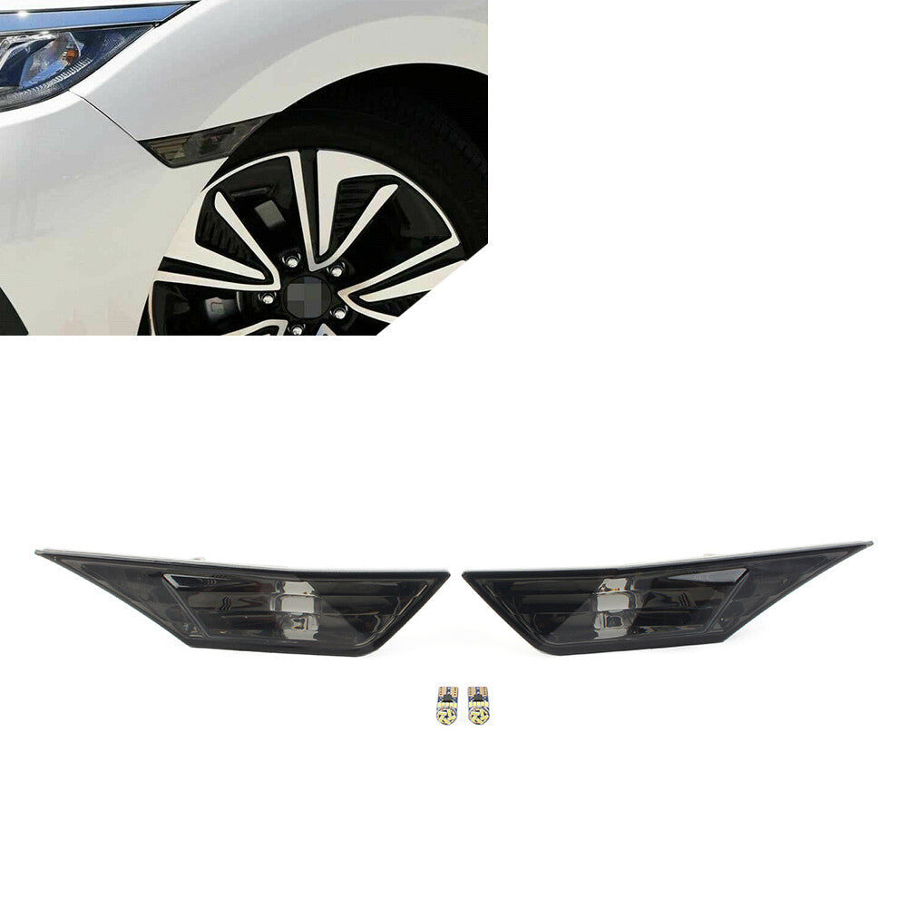 Pair Side Marker Lights Turn Signal Lamps W/LED Bulbs for Honda for Civic 2016-2021
