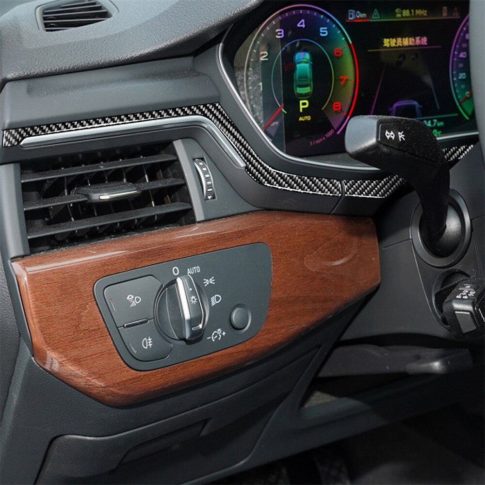 4¡ÁCarbon Fiber Interior Dashboard Panel Strips Trim Fit for Audi A4 B9 2017-2019