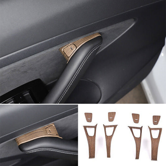 for Tesla Model 3/Y 2017-2023 Wood Grain Inner Door Lock Switch Peanl Cover Trim