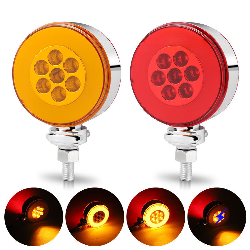 2X 3 Red/Amber LED Dual Face Fender Marker Light Turn Signal Semi Truck Trailer