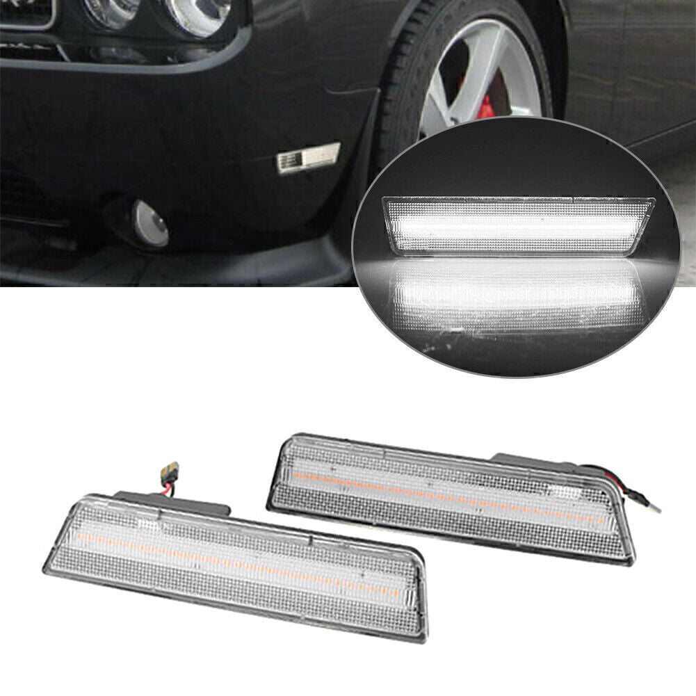 LED Front Side Marker Light for Dodge for Challenger 2008 2009 2010-2014 Clear Shell
