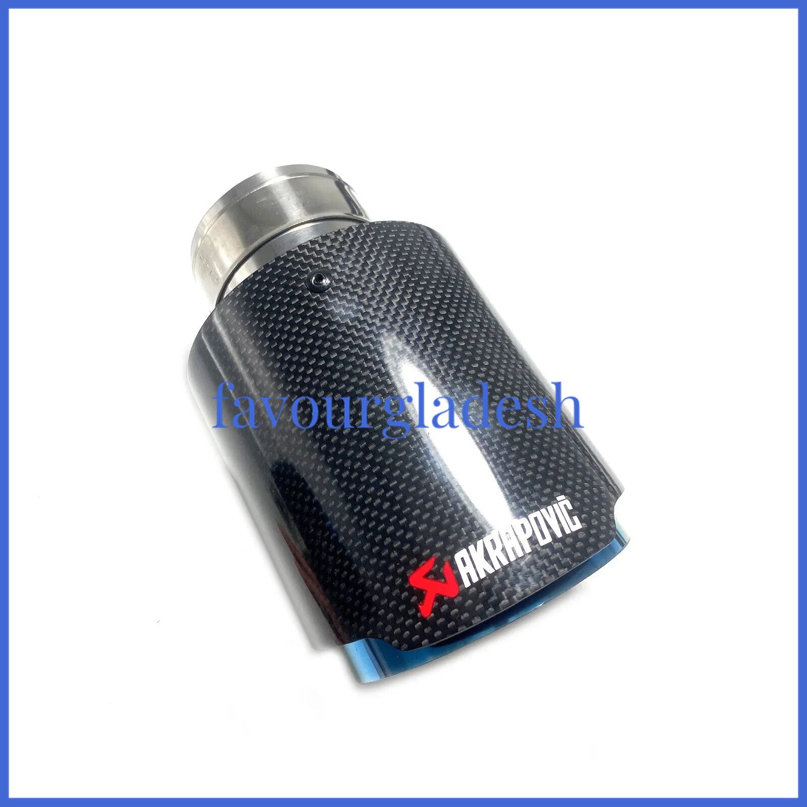 1X 3.0 76mm  4.0101mm Akrapovic Glossy Carbon Fiber Exhaust tip Blue End pipe