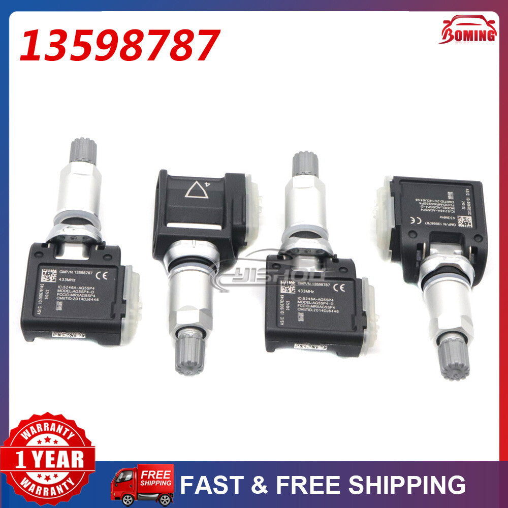 4PCS NEW For GM for Cadillac ATS CTS New TPMS Tire Pressure Sensor 13598787 433MHz