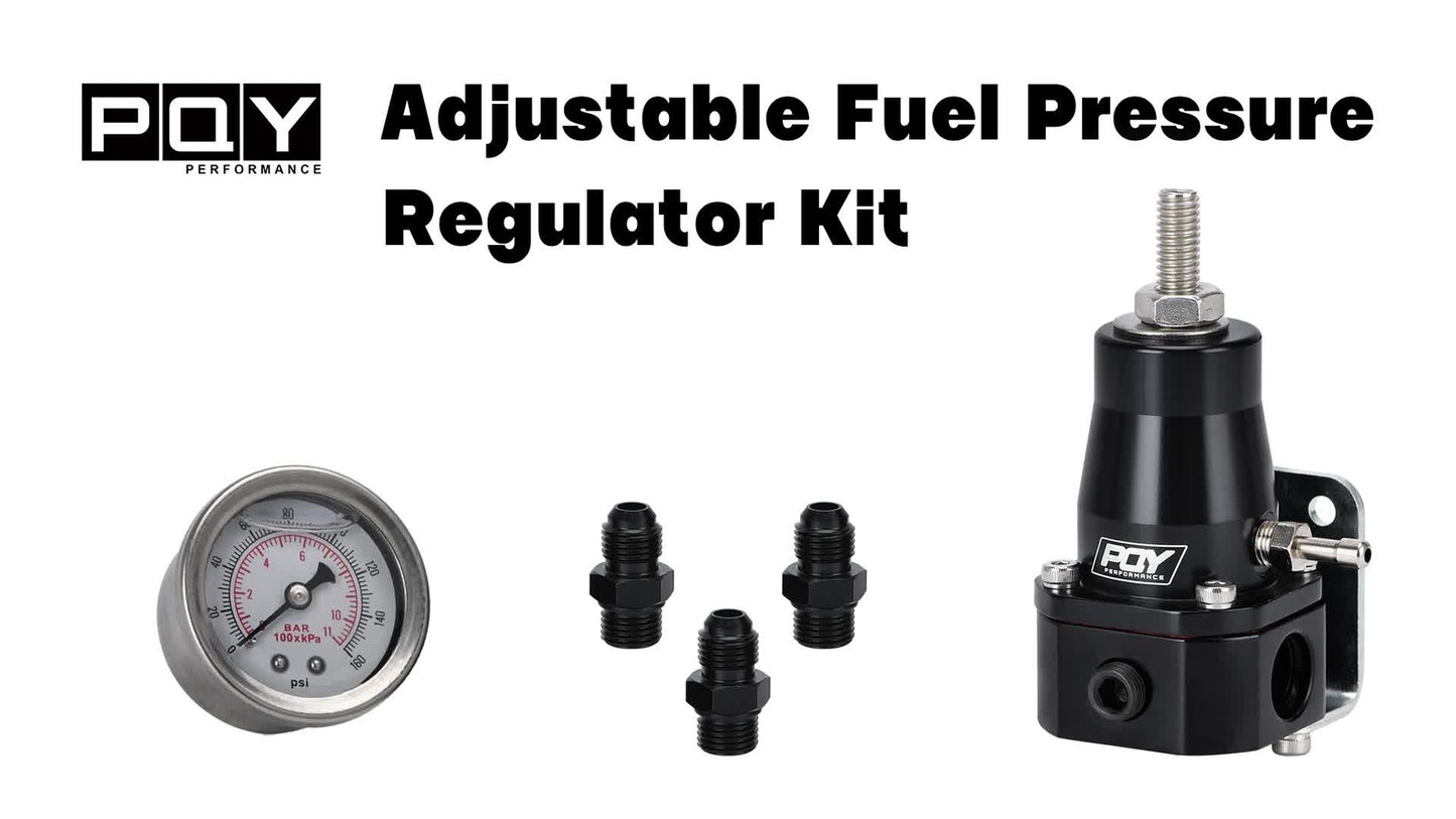 FPR AN6 14-36PSI Fuel Pressure Regulator with Gauge BLACK Aluminum Adjustable