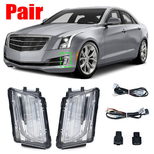 Pair for Cadillac ATS 2013-2016 Front LED Bumper Headlights Fog Lights LHRH