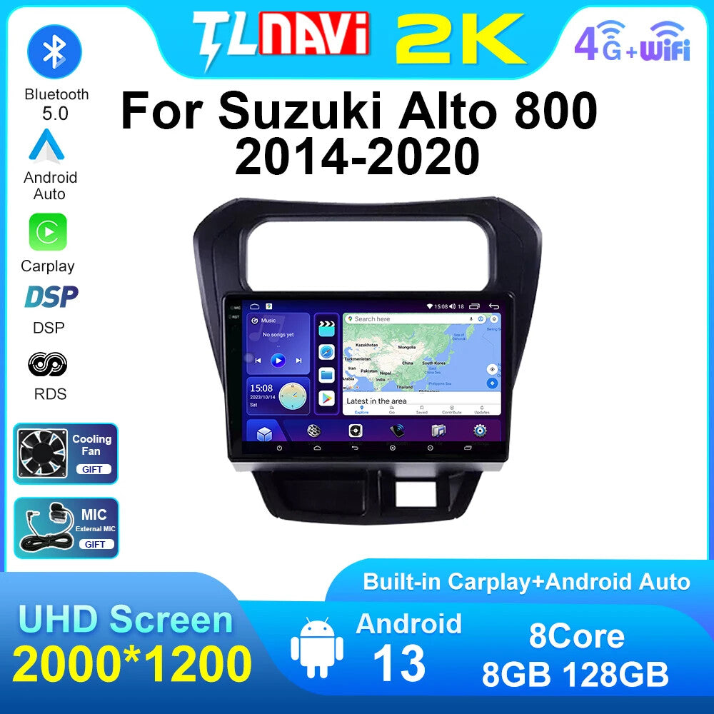 for Suzuki Alto 800 2014-2020 Stereo CarPlay Android Car Radio Player Screen GPS