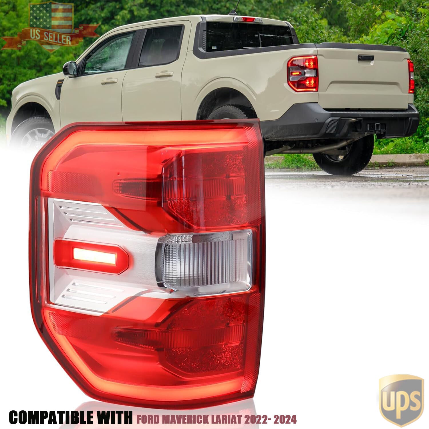 LED Tail Light Left Driver Rear Lamp Fit for Ford Maverick Lariat 2022-2023 2024