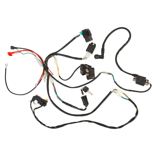 Wire harness loom suitable for electric start 70/110cc/125 Dirt Pit bicycles, all-terrain vehicles, and four-wheel off-road vehicles.