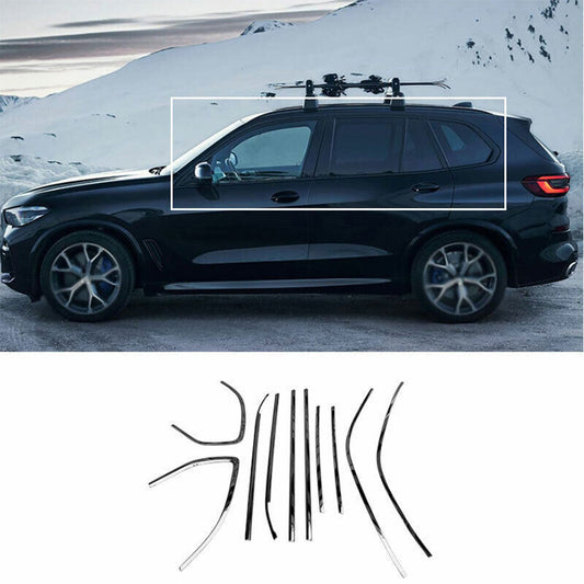 Fit for BMW X5 E70 2008-13 Black Steel Side Windows Sill Molding Strip Trim 10P