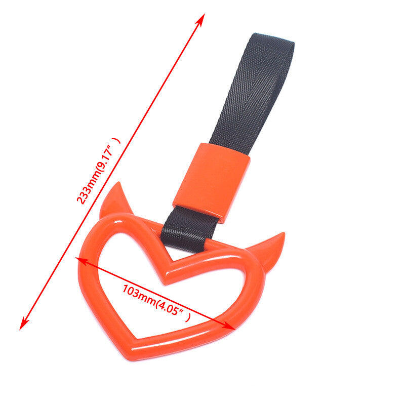 Devil Heart Red JDM Tsurikawa Ring Subway Train Bus Handle Strap Charm Orange