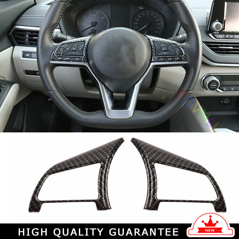 Steering Wheel Button Frame Trim 2X for Nissan Altima Teana 2019-22 Carbon Fiber