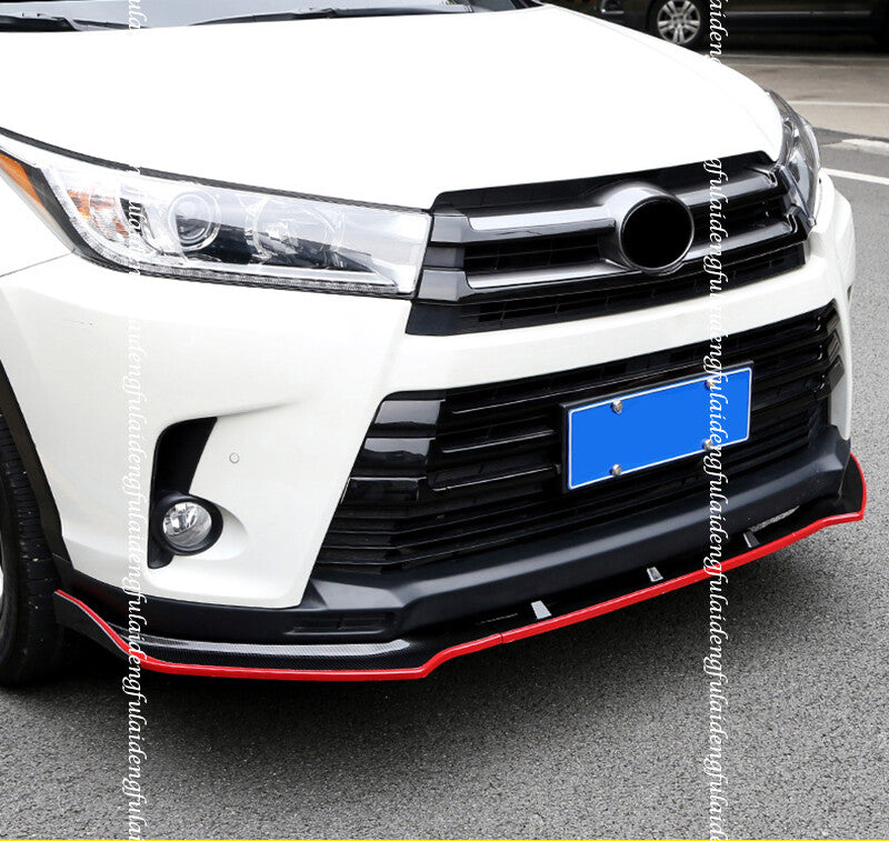 Red Front Bumper Lip Spoiler Lower Splitter Trim for Toyota Highlander 2017-2019