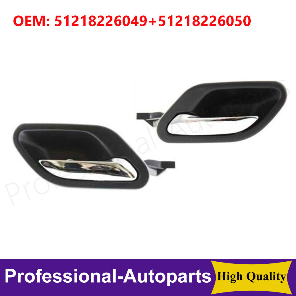 Front and rear black interior door handles with chrome trim, left and right, applicable to for BMW E38 E39