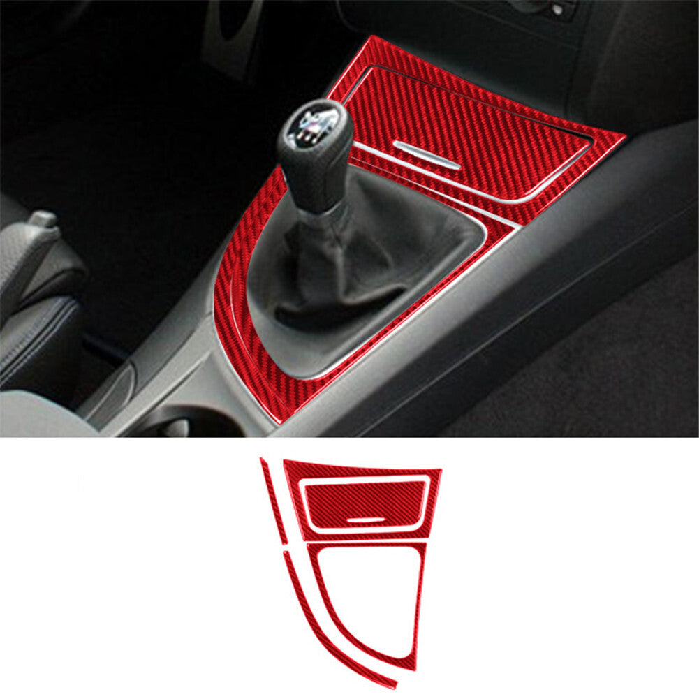 Red 5Pcs Console Gear Trim Cover for BMW 1 Series Convertible E82/E88 2008-2013