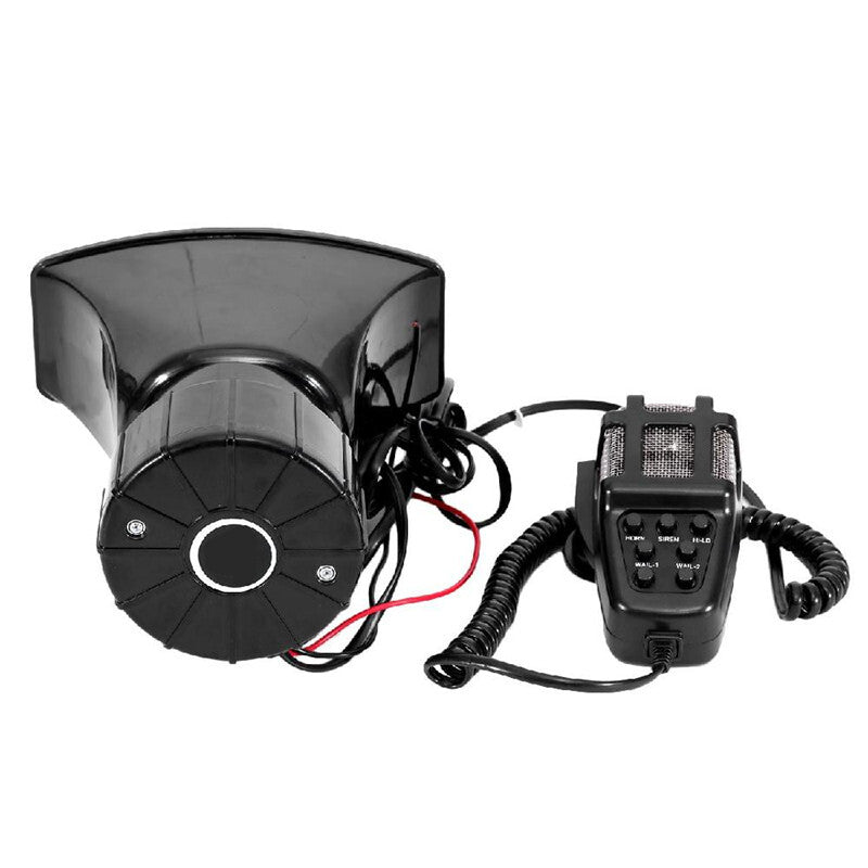 Car Black Horn MIC Loud Siren Vehicle Loud speaker 7 Sound Horn