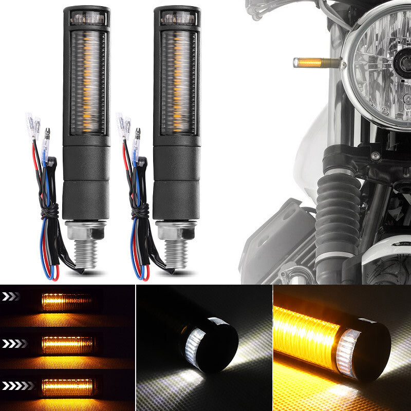 2pcs LED Motorcycle Flowing Turn Signal Indicator Light DRL Lamp Amber White 12V