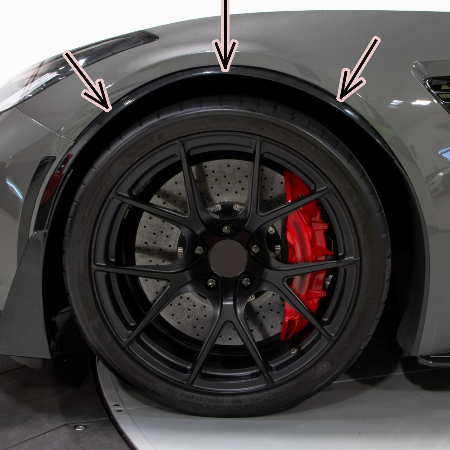 for Corvette C7 2014-2019 1 Pair Glossy Black Front Wheel Trim Fender Flares Kit