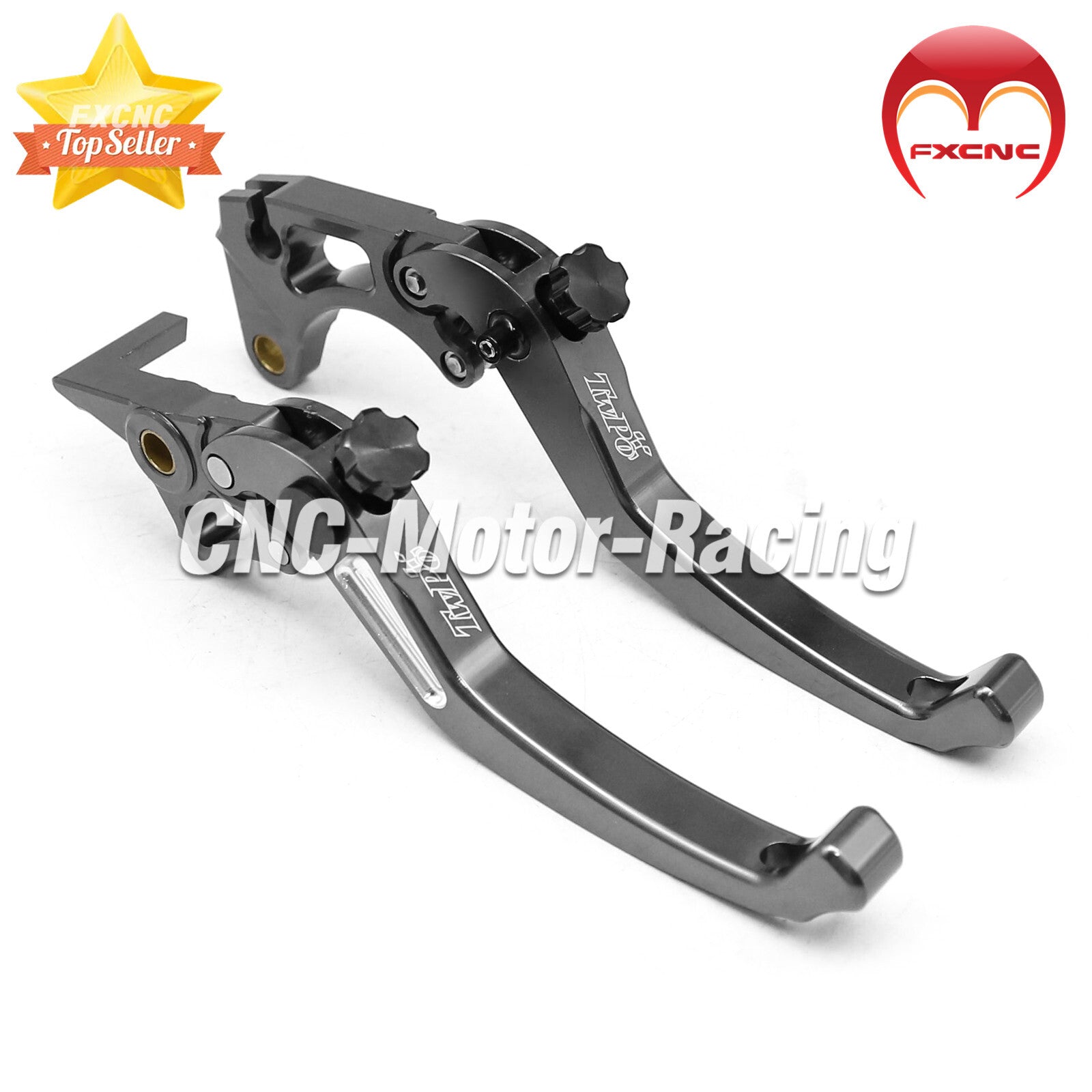Gray CNC motorcycle brake clutch lever for Yamaha LC135, adjustable.
