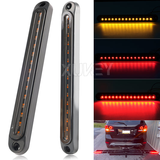 2x 10 Red Amber Trailer Brake Stop Turn Signal Tail Brake Light Bar 30LED Strip